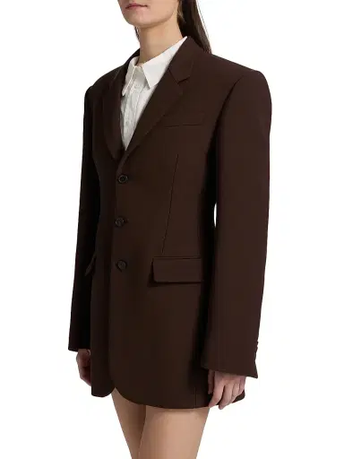 Wardrobe.NYC Women's Longline Wool Tailored-Fit Blazer - Dark Brown | Thumbnail 4 Wardrobe.NYC Women's Longline Wool Tailored-Fit Blazer - Dark Brown | Thumbnail 4