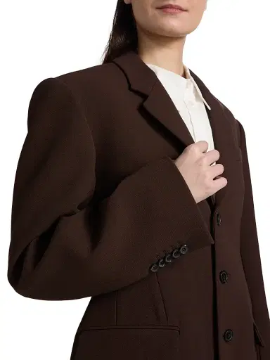 Wardrobe.NYC Women's Longline Wool Tailored-Fit Blazer - Dark Brown | Thumbnail 6 Wardrobe.NYC Women's Longline Wool Tailored-Fit Blazer - Dark Brown | Thumbnail 6