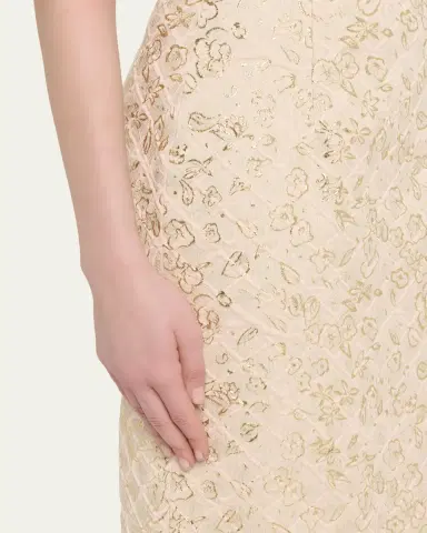 PRABAL GURUNG Metallic Floral Jacquard Square-Neck Sleeveless Midi Dress | Thumbnail 5 PRABAL GURUNG Metallic Floral Jacquard Square-Neck Sleeveless Midi Dress | Thumbnail 5