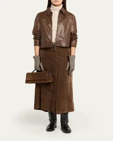 Brunello Cucinelli Leather Cropped Jacket | Thumbnail 2 Brunello Cucinelli Leather Cropped Jacket | Thumbnail 2