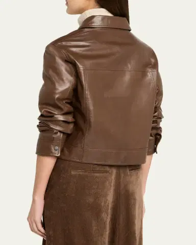 Brunello Cucinelli Leather Cropped Jacket | Thumbnail 3 Brunello Cucinelli Leather Cropped Jacket | Thumbnail 3