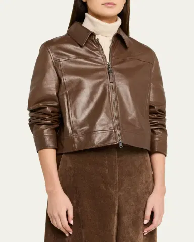 Brunello Cucinelli Leather Cropped Jacket | Thumbnail 4 Brunello Cucinelli Leather Cropped Jacket | Thumbnail 4