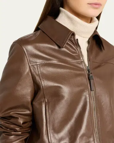 Brunello Cucinelli Leather Cropped Jacket | Thumbnail 5 Brunello Cucinelli Leather Cropped Jacket | Thumbnail 5