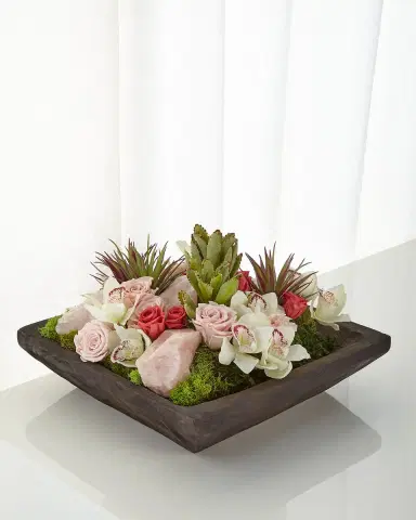 T & C Floral Company Succulents and Rose Quartz Faux-Floral Arrangement | Thumbnail 1 T & C Floral Company Succulents and Rose Quartz Faux-Floral Arrangement | Thumbnail 1