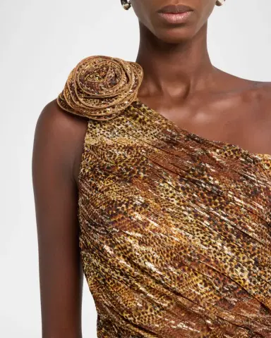 Ramy Brook Ruched One-Shoulder Metallic Fleck Mini Dress | Thumbnail 4 Ramy Brook Ruched One-Shoulder Metallic Fleck Mini Dress | Thumbnail 4