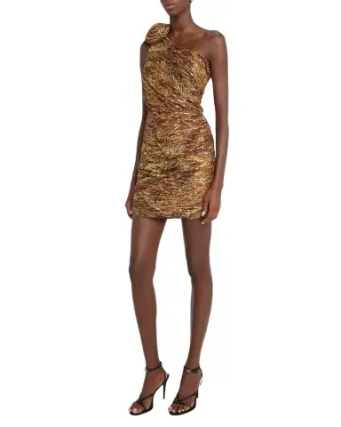 Ramy Brook Ruched One-Shoulder Metallic Fleck Mini Dress | Thumbnail 1 Ramy Brook Ruched One-Shoulder Metallic Fleck Mini Dress | Thumbnail 1