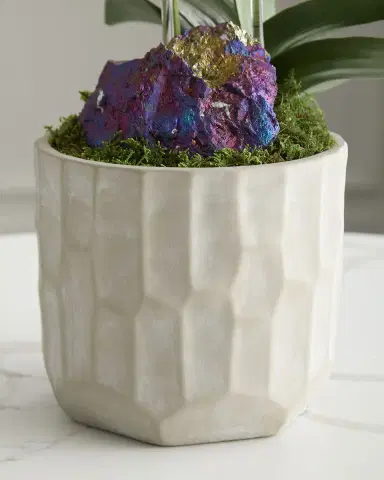 T & C Floral Company Double Orchid with Peacock Ore 22" Faux Floral Arrangement in Concrete Pot | Thumbnail 6 T & C Floral Company Double Orchid with Peacock Ore 22" Faux Floral Arrangement in Concrete Pot | Thumbnail 6