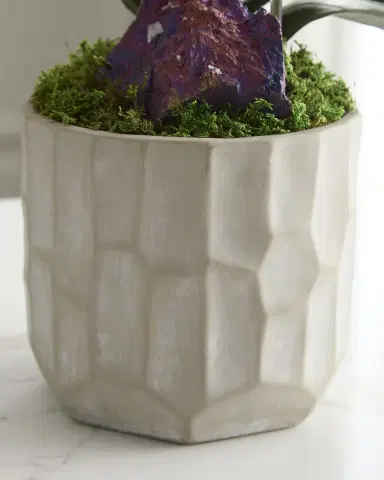 T & C Floral Company Double Orchid with Peacock Ore 22" Faux Floral Arrangement in Concrete Pot | Thumbnail 6 T & C Floral Company Double Orchid with Peacock Ore 22" Faux Floral Arrangement in Concrete Pot | Thumbnail 6