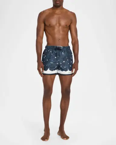 Givenchy Men's Short-Length Rose-Print Nylon wim Trunks | Thumbnail 2 Givenchy Men's Short-Length Rose-Print Nylon wim Trunks | Thumbnail 2
