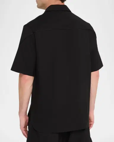 Givenchy Men's Point Collar Full-Zip Short-Sleeve Shirt | Thumbnail 2 Givenchy Men's Point Collar Full-Zip Short-Sleeve Shirt | Thumbnail 2