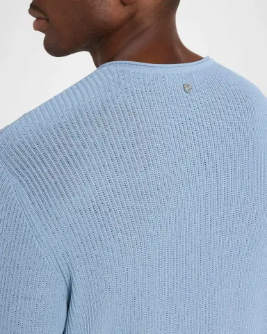 Ferragamo Men's Viscose and Cotton Rib Round-Neck Sweater | Thumbnail 5 Ferragamo Men's Viscose and Cotton Rib Round-Neck Sweater | Thumbnail 5