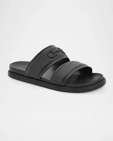 Ferragamo Men 's Saint Bartheva Padded Leather Double-Strap Slide Sandals | Thumbnail 2 Ferragamo Men 's Saint Bartheva Padded Leather Double-Strap Slide Sandals | Thumbnail 2