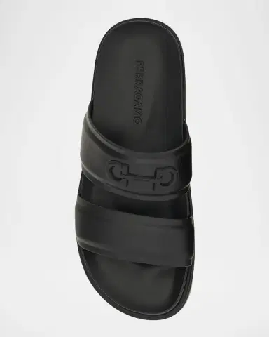 Ferragamo Men 's Saint Bartheva Padded Leather Double-Strap Slide Sandals | Thumbnail 3 Ferragamo Men 's Saint Bartheva Padded Leather Double-Strap Slide Sandals | Thumbnail 3