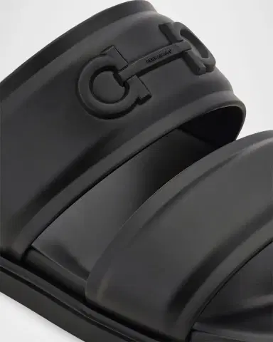 Ferragamo Men 's Saint Bartheva Padded Leather Double-Strap Slide Sandals | Thumbnail 6 Ferragamo Men 's Saint Bartheva Padded Leather Double-Strap Slide Sandals | Thumbnail 6