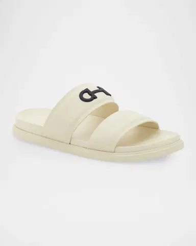 Ferragamo Men 's Saint Bartheva Padded Leather Double-Strap Slide Sandals | Thumbnail 2 Ferragamo Men 's Saint Bartheva Padded Leather Double-Strap Slide Sandals | Thumbnail 2