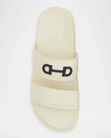 Ferragamo Men 's Saint Bartheva Padded Leather Double-Strap Slide Sandals | Thumbnail 3 Ferragamo Men 's Saint Bartheva Padded Leather Double-Strap Slide Sandals | Thumbnail 3