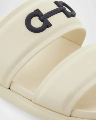 Ferragamo Men 's Saint Bartheva Padded Leather Double-Strap Slide Sandals | Thumbnail 5 Ferragamo Men 's Saint Bartheva Padded Leather Double-Strap Slide Sandals | Thumbnail 5
