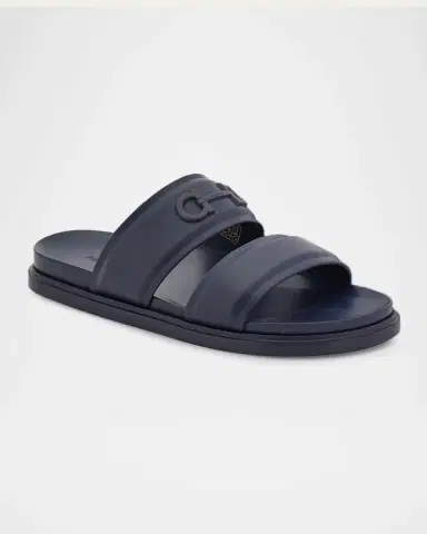 Ferragamo Men 's Saint Bartheva Padded Leather Double-Strap Slide Sandals | Thumbnail 2 Ferragamo Men 's Saint Bartheva Padded Leather Double-Strap Slide Sandals | Thumbnail 2