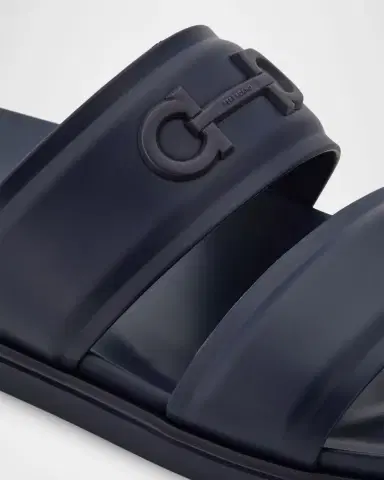 Ferragamo Men 's Saint Bartheva Padded Leather Double-Strap Slide Sandals | Thumbnail 3 Ferragamo Men 's Saint Bartheva Padded Leather Double-Strap Slide Sandals | Thumbnail 3