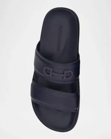 Ferragamo Men 's Saint Bartheva Padded Leather Double-Strap Slide Sandals | Thumbnail 4 Ferragamo Men 's Saint Bartheva Padded Leather Double-Strap Slide Sandals | Thumbnail 4