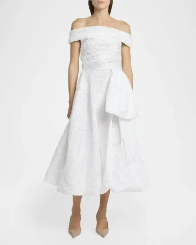 Talbot Runhof Cordero Off-the-Shoulder Floral Jacquard Midi Dress | Thumbnail 2 Talbot Runhof Cordero Off-the-Shoulder Floral Jacquard Midi Dress | Thumbnail 2