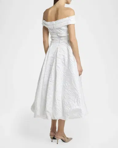Talbot Runhof Cordero Off-the-Shoulder Floral Jacquard Midi Dress | Thumbnail 3 Talbot Runhof Cordero Off-the-Shoulder Floral Jacquard Midi Dress | Thumbnail 3
