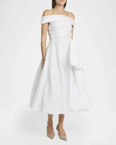 Talbot Runhof Cordero Off-the-Shoulder Floral Jacquard Midi Dress | Thumbnail 4 Talbot Runhof Cordero Off-the-Shoulder Floral Jacquard Midi Dress | Thumbnail 4