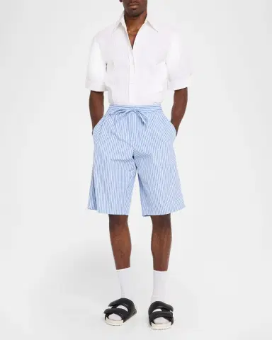 Dolce & Gabbana Men's Cotton and Silk Pinstripe Poplin Drawstring Shorts | Thumbnail 2 Dolce & Gabbana Men's Cotton and Silk Pinstripe Poplin Drawstring Shorts | Thumbnail 2