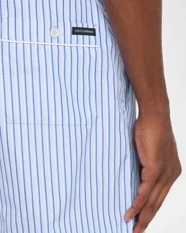 Dolce & Gabbana Men's Cotton and Silk Pinstripe Poplin Drawstring Shorts | Thumbnail 5 Dolce & Gabbana Men's Cotton and Silk Pinstripe Poplin Drawstring Shorts | Thumbnail 5