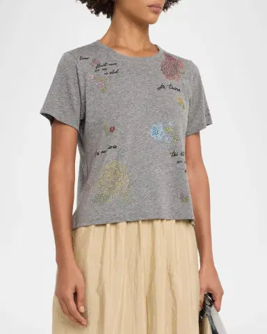 Cinq à Sept Shrunken Heatset Flowers Tee | Thumbnail 4 Cinq à Sept Shrunken Heatset Flowers Tee | Thumbnail 4