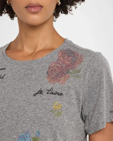 Cinq à Sept Shrunken Heatset Flowers Tee | Thumbnail 5 Cinq à Sept Shrunken Heatset Flowers Tee | Thumbnail 5
