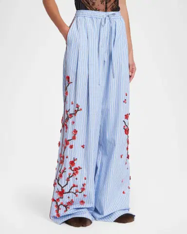 Dolce & Gabbana Embellished Striped Wide-Leg Pajama Pants | Thumbnail 3 Dolce & Gabbana Embellished Striped Wide-Leg Pajama Pants | Thumbnail 3