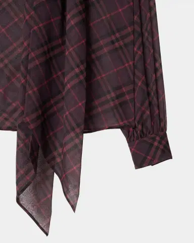Burberry Lina Check Silk Neck-Scarf Button-Down Shirt | Thumbnail 4 Burberry Lina Check Silk Neck-Scarf Button-Down Shirt | Thumbnail 4