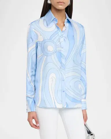Pucci Marmo-Print Silk Twill Button-Down Shirt | Thumbnail 4 Pucci Marmo-Print Silk Twill Button-Down Shirt | Thumbnail 4