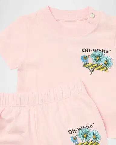 Off-White Girl's Daisy Tape Jersey Top & Shorts Set, Size 3M-36M | Thumbnail 3 Off-White Girl's Daisy Tape Jersey Top & Shorts Set, Size 3M-36M | Thumbnail 3