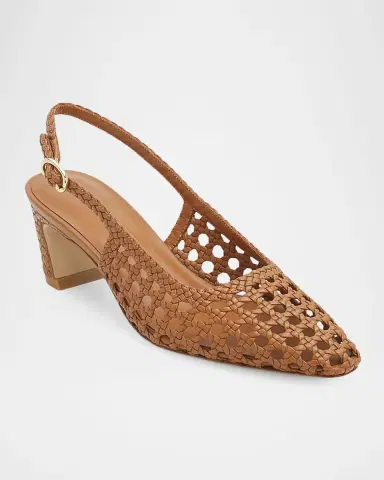 Stuart Weitzman 50mm Stassi Woven Leather Slingback Pumps | Thumbnail 4 Stuart Weitzman 50mm Stassi Woven Leather Slingback Pumps | Thumbnail 4