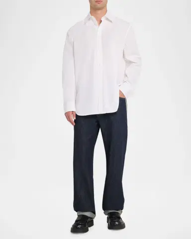 Bottega Veneta Men's Cotton Relaxed French-Cuff Sport Shirt | Thumbnail 2 Bottega Veneta Men's Cotton Relaxed French-Cuff Sport Shirt | Thumbnail 2