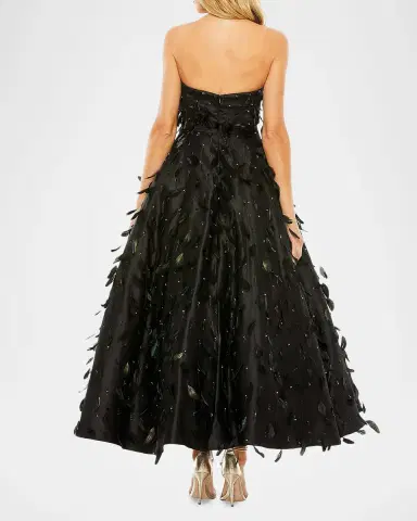 Mac Duggal Strapless Feather-Embellished Satin Maxi Dress | Thumbnail 2 Mac Duggal Strapless Feather-Embellished Satin Maxi Dress | Thumbnail 2