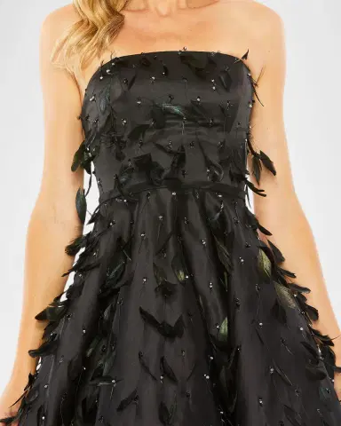 Mac Duggal Strapless Feather-Embellished Satin Maxi Dress | Thumbnail 3 Mac Duggal Strapless Feather-Embellished Satin Maxi Dress | Thumbnail 3
