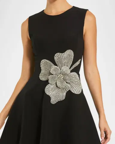Mac Duggal Rhinestone Flower-Embellished Crepe Mini Dress | Thumbnail 4 Mac Duggal Rhinestone Flower-Embellished Crepe Mini Dress | Thumbnail 4