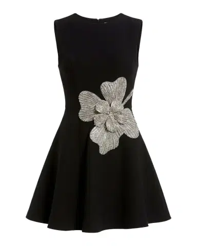 Mac Duggal Rhinestone Flower-Embellished Crepe Mini Dress | Thumbnail 1 Mac Duggal Rhinestone Flower-Embellished Crepe Mini Dress | Thumbnail 1