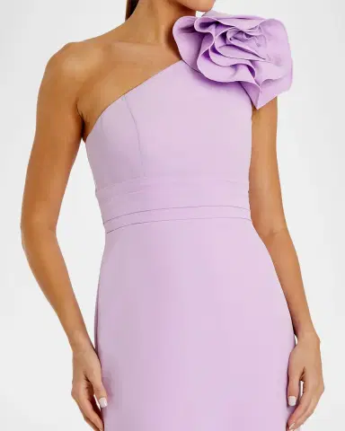 Mac Duggal One-Shoulder Rosette Crepe Gown | Thumbnail 3 Mac Duggal One-Shoulder Rosette Crepe Gown | Thumbnail 3