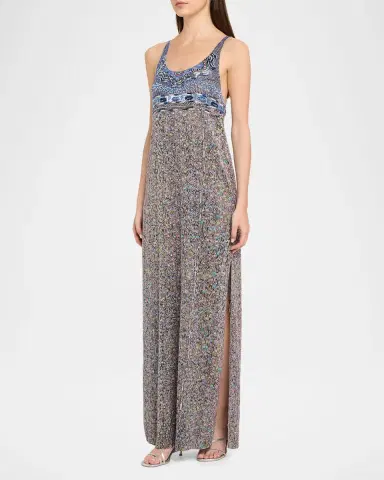 Giorgio Armani Embroidered Silk Sleeveless Maxi Dress | Thumbnail 4 Giorgio Armani Embroidered Silk Sleeveless Maxi Dress | Thumbnail 4