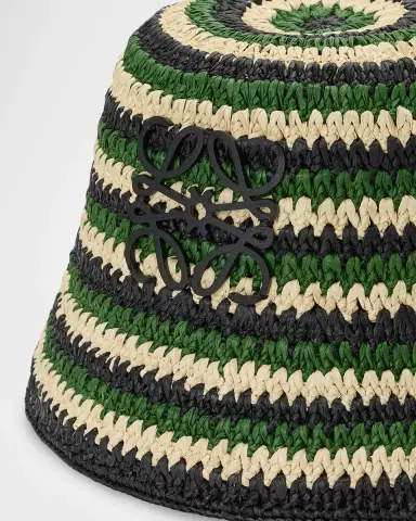 Loewe Anagram triped Raffia Bucket Hat | Thumbnail 2 Loewe Anagram triped Raffia Bucket Hat | Thumbnail 2