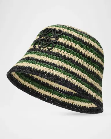 Loewe Anagram triped Raffia Bucket Hat | Thumbnail 4 Loewe Anagram triped Raffia Bucket Hat | Thumbnail 4