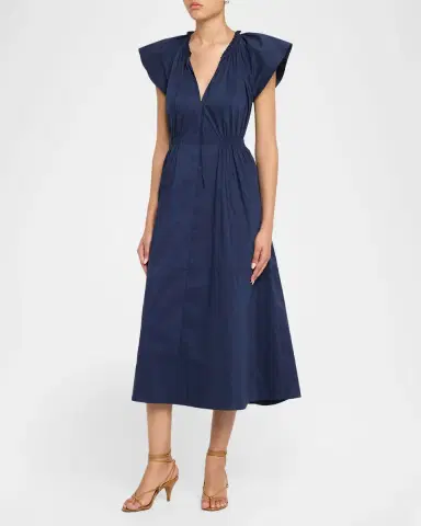 Tanya Taylor Ivana Smocked Cotton-Blend Midi Dress | Thumbnail 3 Tanya Taylor Ivana Smocked Cotton-Blend Midi Dress | Thumbnail 3