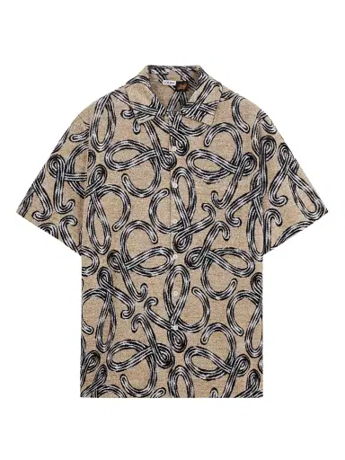 LOEWE Men's x Paula's Ibiza Towel Terry Jacquard Shirt - Beige Black | Thumbnail 1 LOEWE Men's x Paula's Ibiza Towel Terry Jacquard Shirt - Beige Black | Thumbnail 1