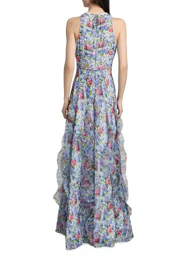 Teri Jon by Rickie Freeman Women's Floral Ruffled Chiffon Gown - Purple Multi - Size 18 | Thumbnail 5 Teri Jon by Rickie Freeman Women's Floral Ruffled Chiffon Gown - Purple Multi - Size 18 | Thumbnail 5