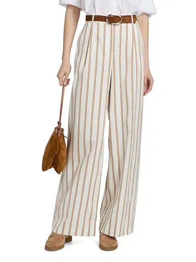 TWP Women's Hudson Striped Cotton Wide-Leg Pants - White Khaki | Thumbnail 3 TWP Women's Hudson Striped Cotton Wide-Leg Pants - White Khaki | Thumbnail 3