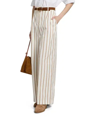 TWP Women's Hudson Striped Cotton Wide-Leg Pants - White Khaki | Thumbnail 4 TWP Women's Hudson Striped Cotton Wide-Leg Pants - White Khaki | Thumbnail 4